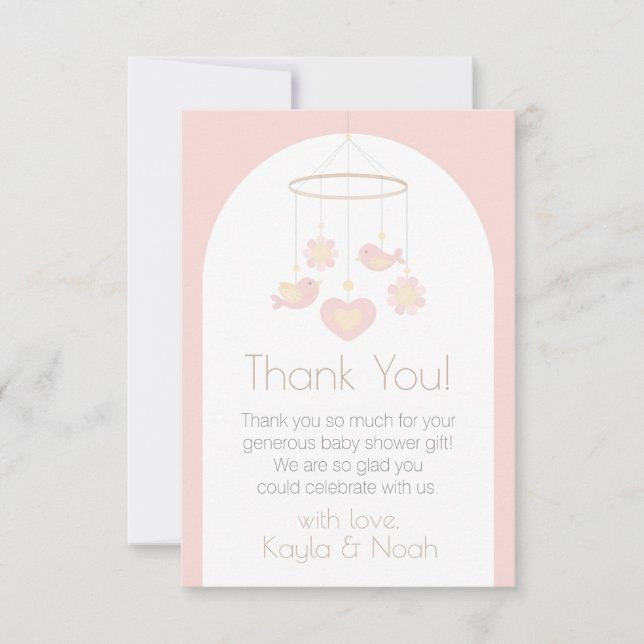 Bird Mobile Nesting Party Thank You Card (Front)