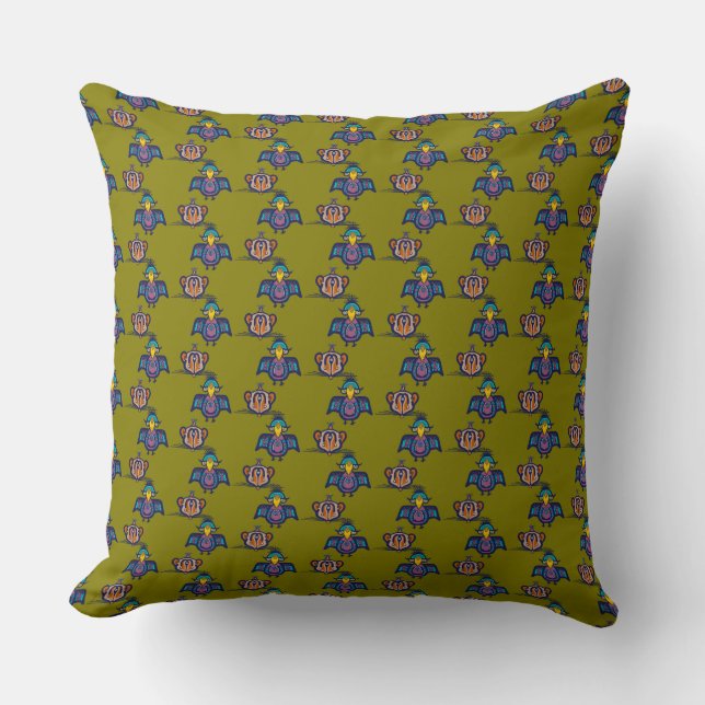 Bird & Mouse Throw Pillow (Front)