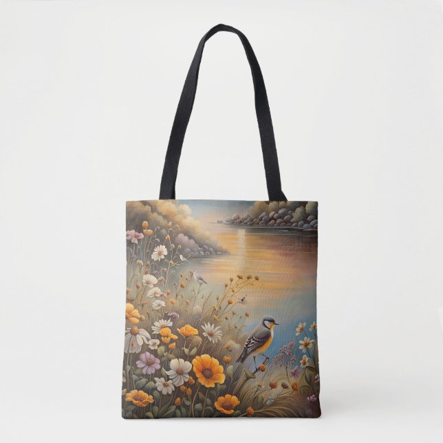 Bird Nature, fantasy illustration, AI, Tote Bag (Front)