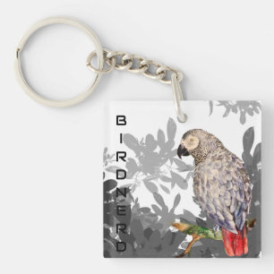 Bird nerd African grey parrot Keychain