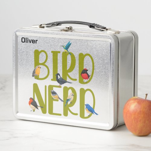 Bird Nerd Bird Watching Metal Lunch Box