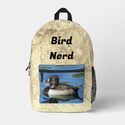 Bird Nerd Black White Duck Animal Birdwatcher Printed Backpack