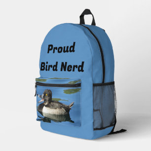 Bird Nerd Black White Duck Animal Birdwatcher Printed Backpack