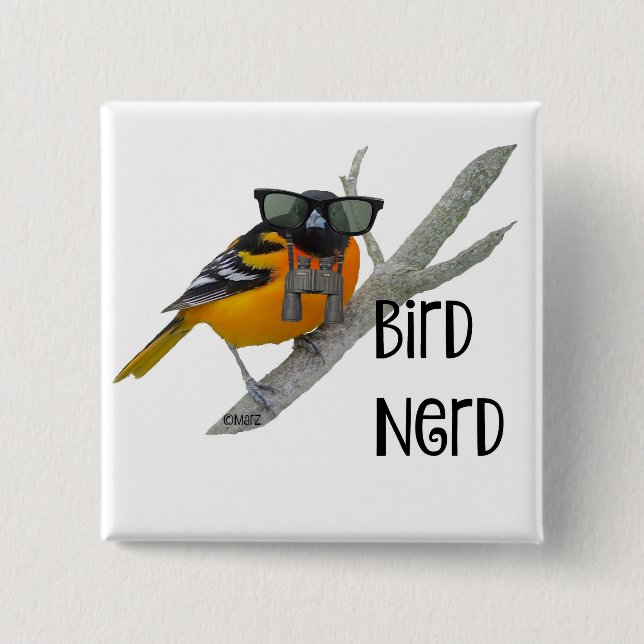 Bird Nerd Button Pin (Front)