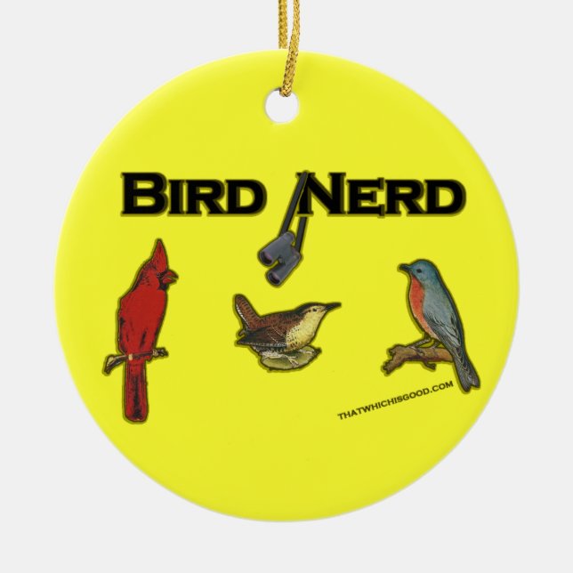 Bird Nerd Ceramic Ornament (Front)