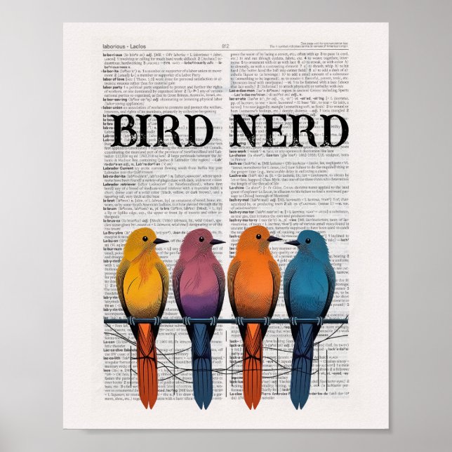 Bird Nerd dictionary page art  Poster (Front)