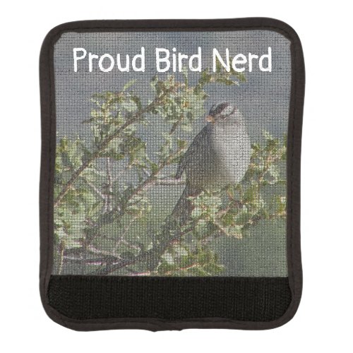 Bird Nerd Mosaic Woodland Animal Gray Avid Birder Luggage Handle Wrap