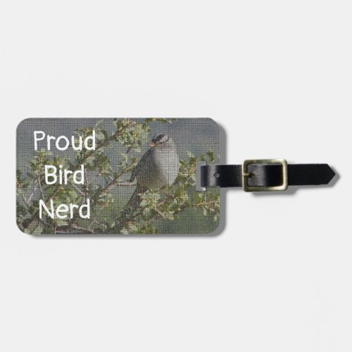 Bird Nerd Mosaic Woodland Animal Gray Avid Birder Luggage Tag
