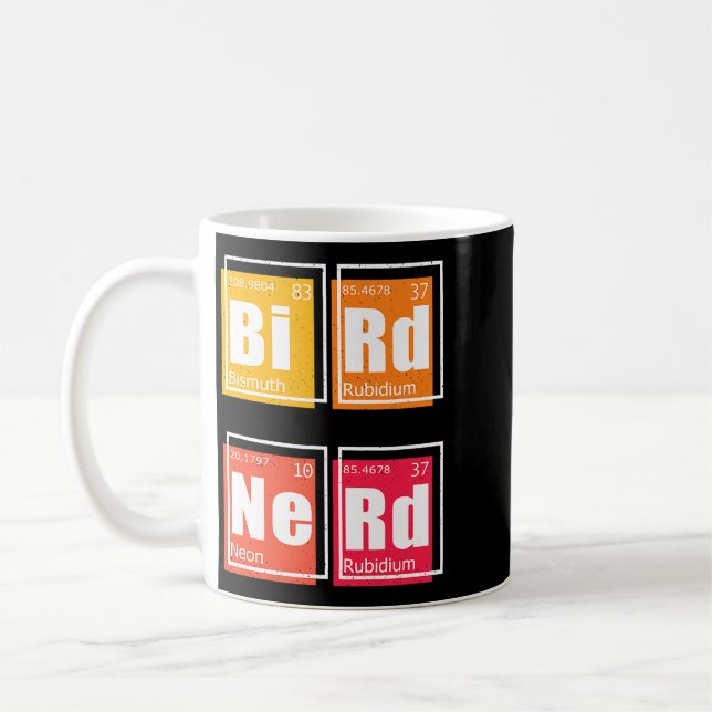 BIRD NERD Periodic Table of Elements Birding Watch Coffee Mug (Left)