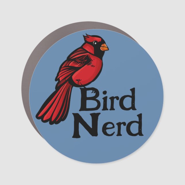 Bird Nerd Red Cardinal Artwork                     Car Magnet (Front)