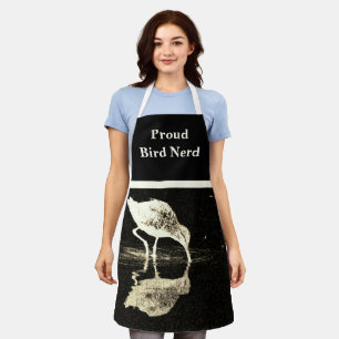 Bird Nerd Reflection Black White Modern Birder Apron