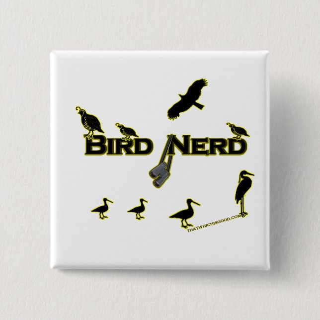 Bird Nerd Silhouette Pinback Button (Front)