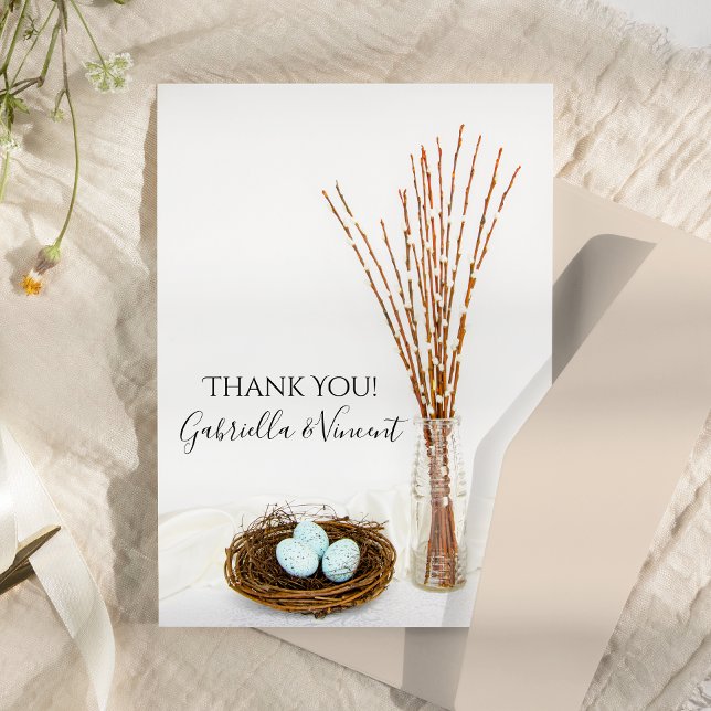 Bird Nest Eggs and Pussy Willows Wedding Thank You (Creator Uploaded)