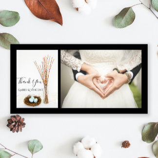 Bird Nest Eggs Pussy Willows Wedding Thank You Card
