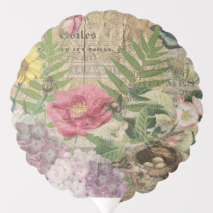 Bird Nest Floral Garden Flower Butterfly Art Balloon