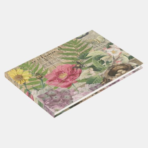 Bird Nest Floral Garden Flower Butterfly Art Guest Book