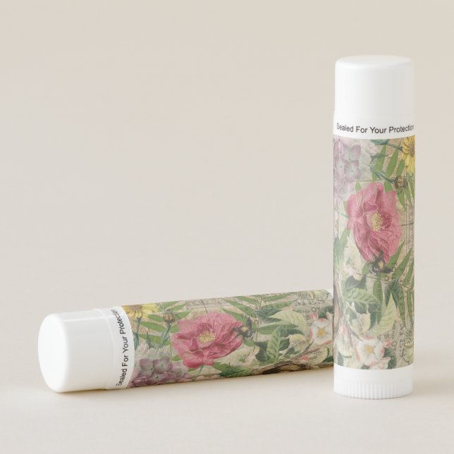 Bird Nest Floral Garden Flower Butterfly Art Lip Balm (Front)