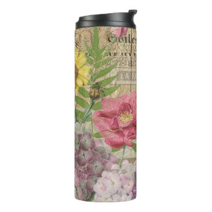 Bird Nest Floral Garden Flower Butterfly Art Thermal Tumbler