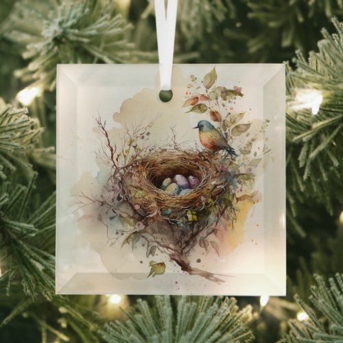 Bird Nest Glass Ornament