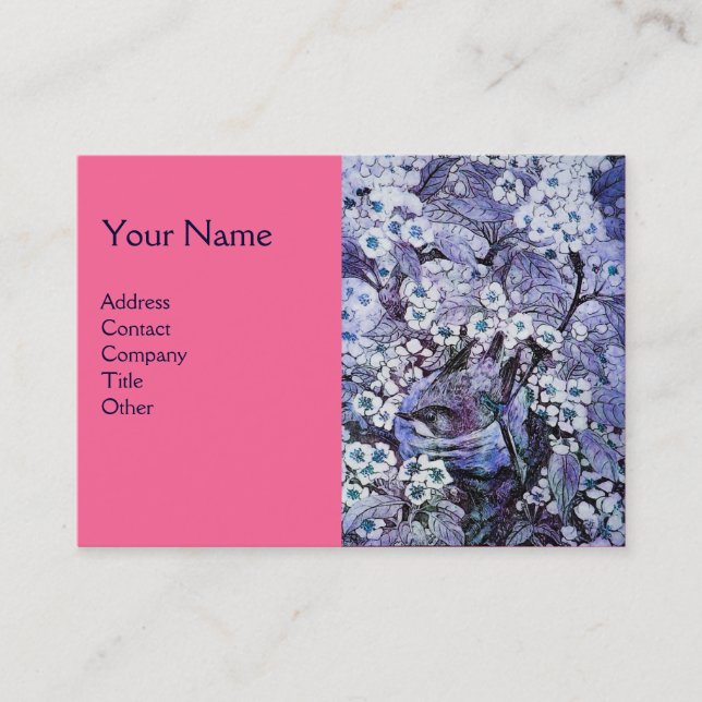 BIRD NEST,monogram ,blue white pink Business Card (Front)