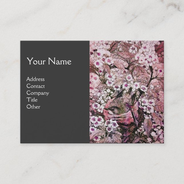 BIRD NEST,monogram ,pink red  white black grey Business Card (Front)
