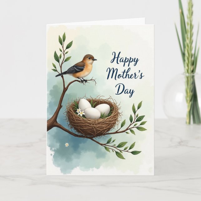 Bird Nest Mothers Day Message Card (Front)