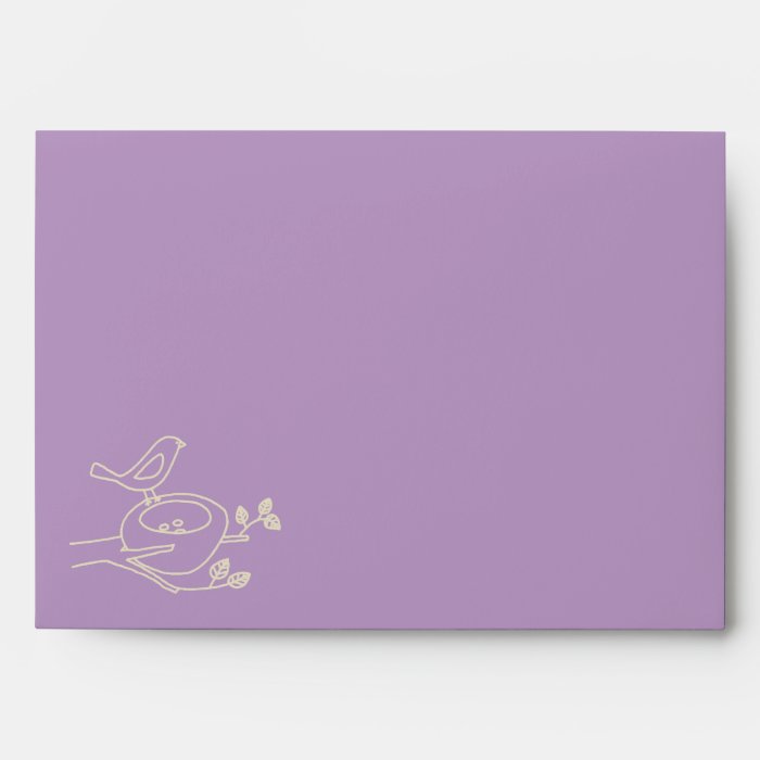 Bird Nest Purple Baby Shower Envelopes
