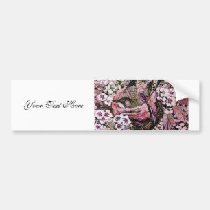 BIRD NEST ,RED WHITE PINK SPRING FLOWERS Floral Bumper Sticker