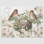 Bird Nest Rose Flower Postmark Spring Decoupage    Tissue Paper