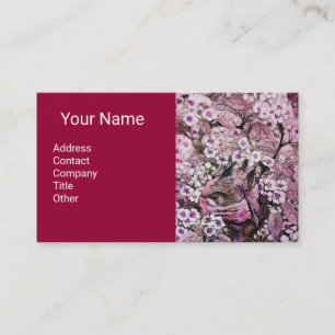 BIRD NEST,SPRING FLOWERS Monogram Pink White Red Business Card