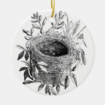 Bird Nest Vintage Illustration Ceramic Ornament at Zazzle