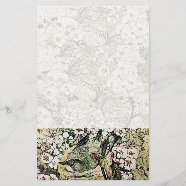 BIRD NEST ,white brown green yellow Stationery (Front)