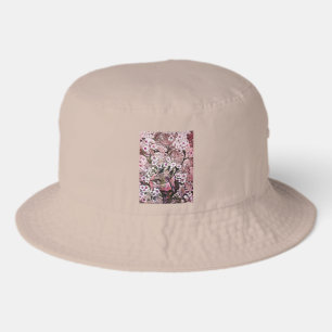 BIRD NEST ,white red pink Bucket Hat