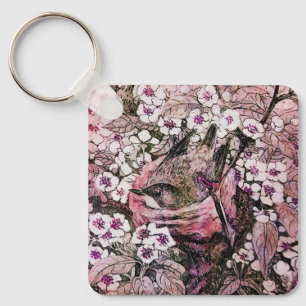BIRD NEST ,white red pink Keychain