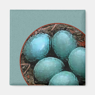 Bird Nest With Blue Robin Eggs Magnet