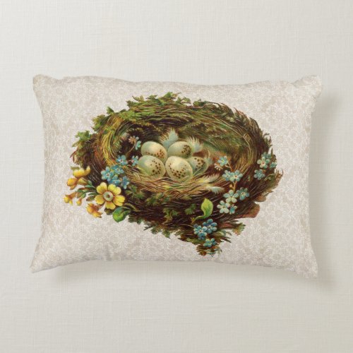 BIRD NEST WITH EGGS PILLOW VINTAGE