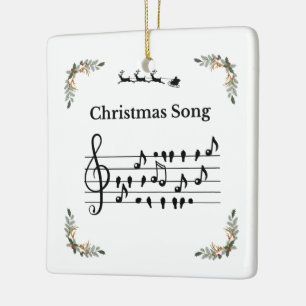 Bird Notes Holly Christmas Carol Music Ceramic Ornament