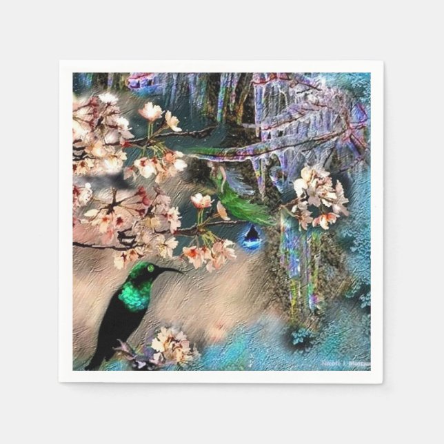 Bird of Equinox and Fairy Paper Napkins (Front)