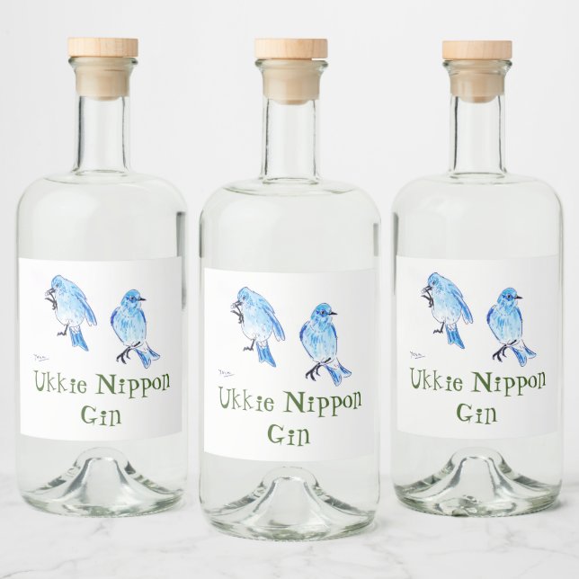 bird of hope_mountain bluebird liquor bottle label (Bottles)