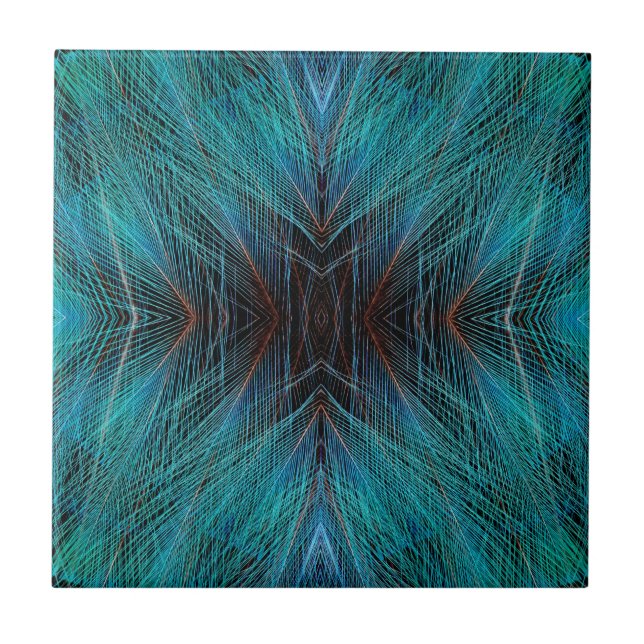 Bird Of Paradies Fractal Feather Design Ceramic Tile (Front)