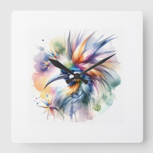 Bird of Paradise 130624AREF104 _ Watercolor Square Wall Clock