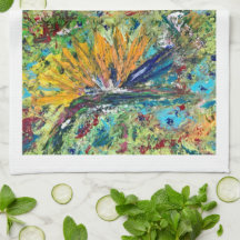 Bird of Paradise Abstract Tea Towel