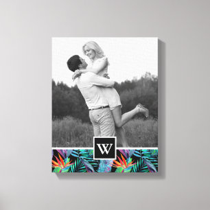 Bird Of Paradise Add Your Photo & Initial Canvas Print