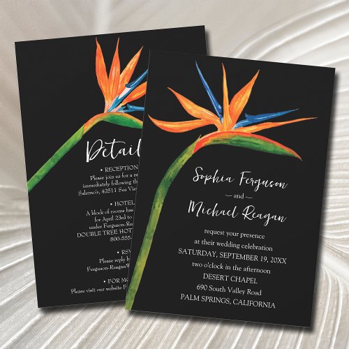 Bird of Paradise All In One Wedding Invitation