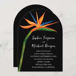 Bird of Paradise Arch Top Wedding Invitation