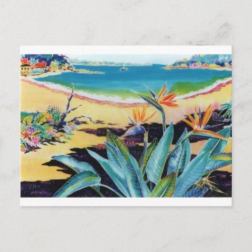 Bird of Paradise Beach Tropical Scene Postcard