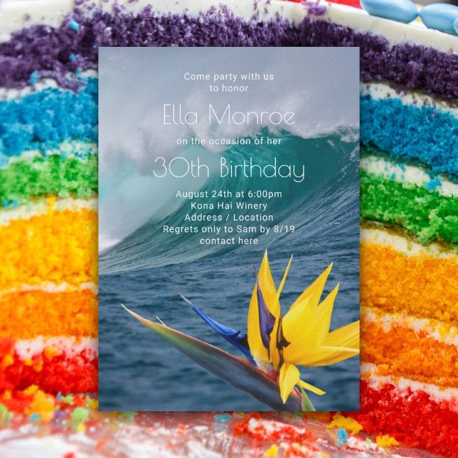 Bird of Paradise Big Wave Birthday Party Invitation (Creator Uploaded)