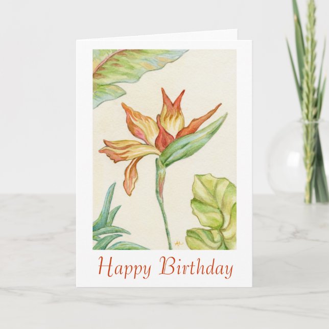 Bird of Paradise Birthday Card (Front)