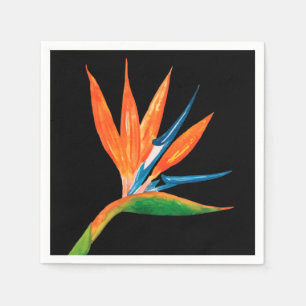Bird of Paradise Black Napkins