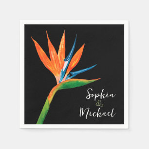 Bird of Paradise Black Napkins